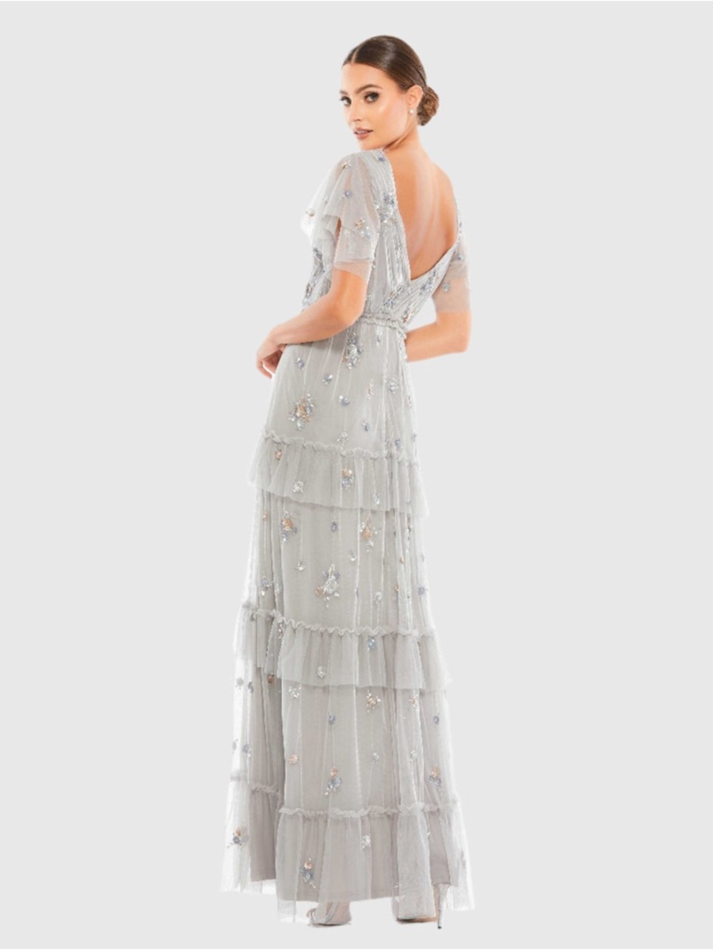Mac Duggal Embellished Flutter Sleeve Maxi Dress - Picture 4 of 4